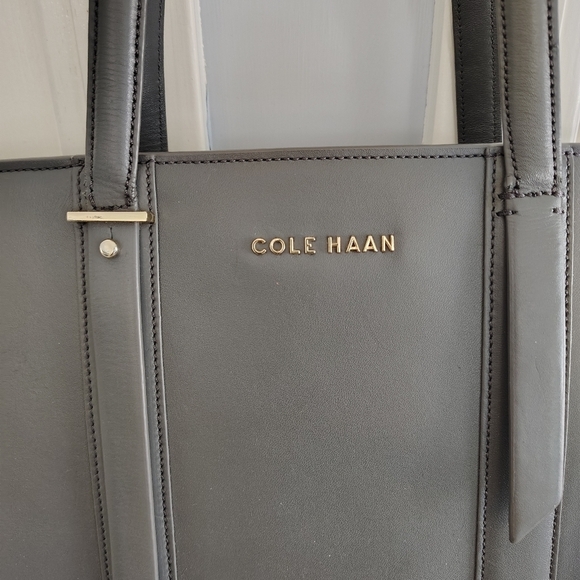 Cole Haan Grey Leather Vesty Tote Satchel Bag - Picture 4 of 10